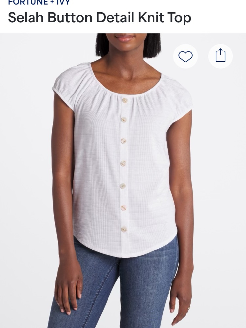 Fortune + Ivy Selah White Button-Front Knit Top - Stitchfix